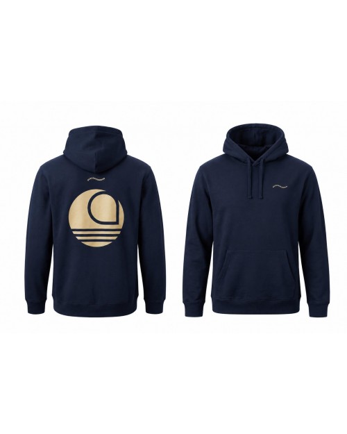 Sudadera con capucha azul letras olas