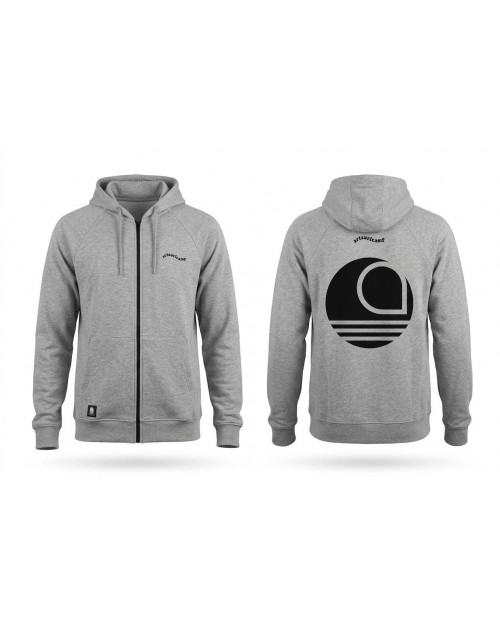 Sudadera con cremallera letras olas gris